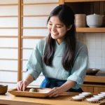 몰입형 학습 환경에서의 문화 교류 기회 - **Prompt:** A young Vietnamese female student, around 20 years old, with long dark hair, wearing a m...