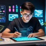 몰입형 학습에서의 게임화 요소의 중요성 - **Prompt 1: The Gamified Achievement Journey**
    "A vibrant, dynamic illustration of a young Vietn...