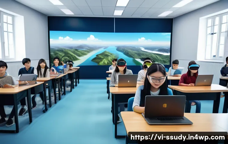 몰입형 학습을 위한 콘텐츠 제작 가이드 - A modern virtual classroom scene showcasing Vietnamese university students engaged in interactive e-...