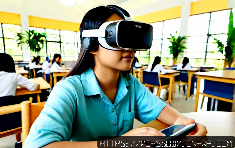 Home 17 몰입형 학습 환경과 사회적 책임 - Photorealistic immersive learning environment in a modern Vietnamese university library, focused you...
