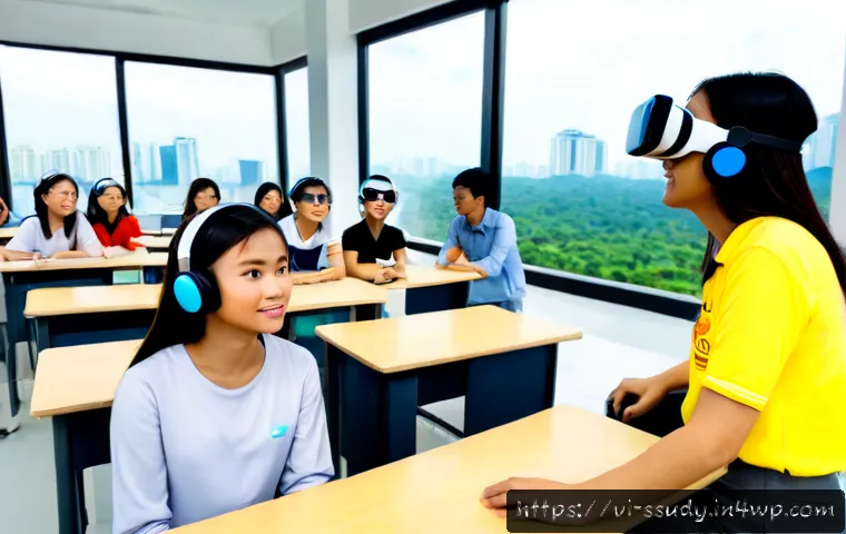 Home 17 몰입형 학습 환경의 국제적 사례 비교 - Photorealistic immersive learning classroom in Hanoi, Vietnam, Vietnamese university students wearin...