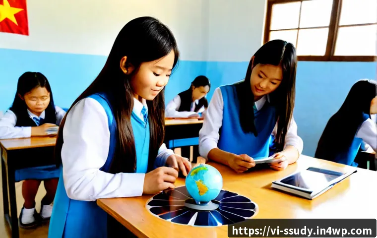 Home 17 몰입형 학습 환경에서의 학생 주도 학습 - Photorealistic Vietnamese secondary school students leading their own immersive science project in a...